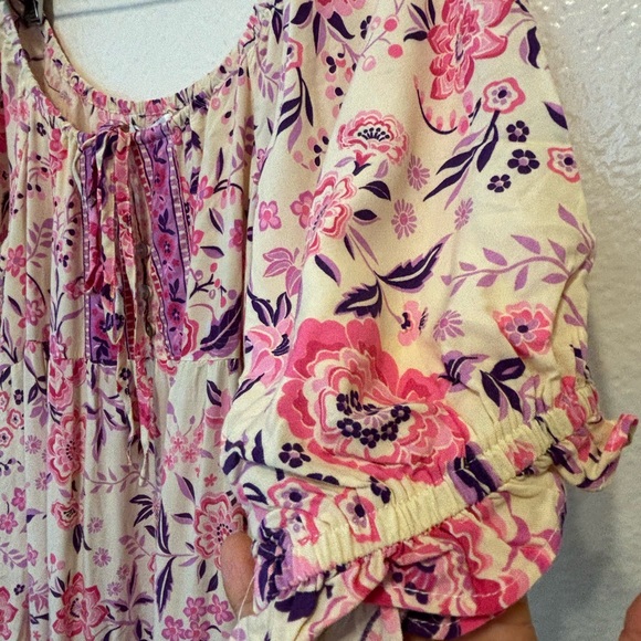 Shareen Collections Australia Boho Pink/Purple Floral Maxi  Summer Dress 10 - Picture 3 of 12